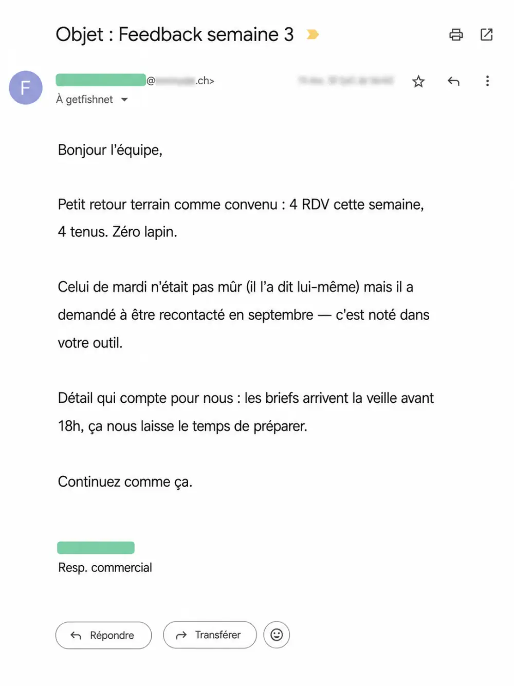Email de demande de report de rendez-vous