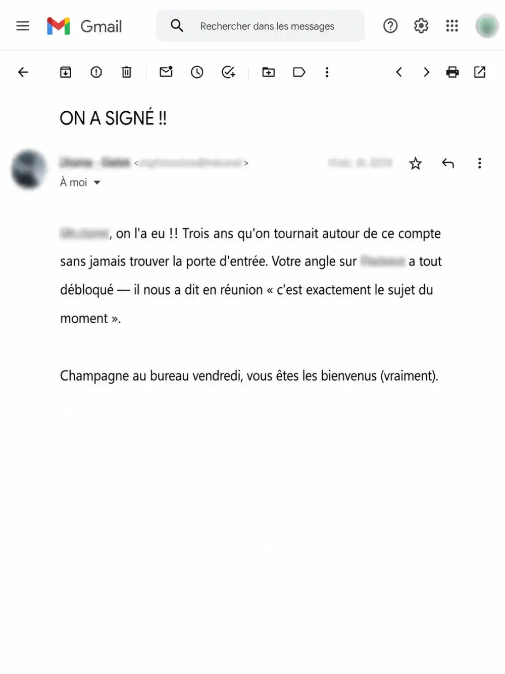 Email — première signature sur un compte convoité
